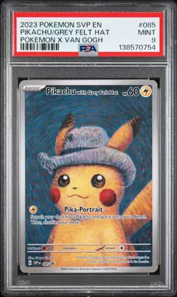 2023 POKEMON SVP EN-SV BLACK STAR PROMO #085 PIKACHU WITH GREY FELT HAT PSA 9 - Image 1