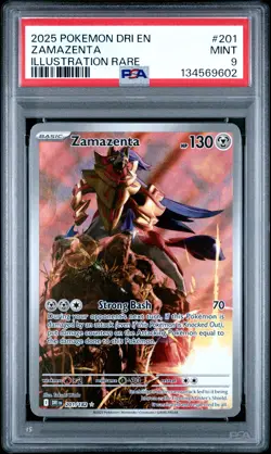 2025 POKEMON DRI EN-DESTINED RIVALS ILLUSTRATION RARE #201 ZAMAZENTA PSA 9 - Image 1