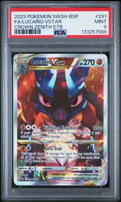 2023 POKEMON SWSH BLACK STAR PROMO #291 FULL ART/LUCARIO VSTAR PSA 9 - Image 1
