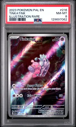 2023 POKEMON PAL EN-PALDEA EVOLVED ILLUSTRATION RARE #216 TINKATINK PSA 8 - Image 1