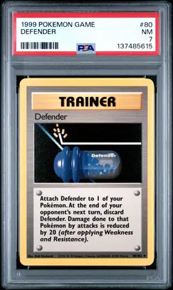 1999 POKEMON BASE SET UNLIMITED #80 DEFENDER PSA 7 - Image 1