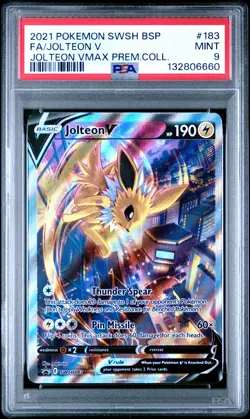 2021 POKEMON SWSH BLACK STAR PROMO #183 FULL ART/JOLTEON V PSA 9 - Image 1