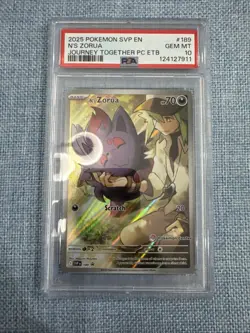 2025 POKEMON CENTER SVP EN-SV BLACK STAR PROMO #189 N'S ZORUA PSA 10 - Image 1