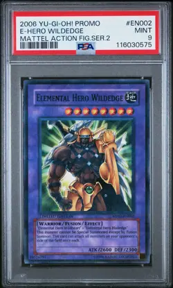 2006 YU-GI-OH! MATTEL ACTION FIGURE SERIES 2 PROMO ELEMENTAL HERO WILDEDGE PSA 9 - Image 1
