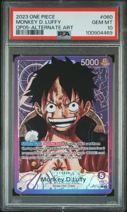 2023 One Piece Monkey D Luffy English Leader Alt Art OP05-060 PSA 10 Gem Mint - Image 1