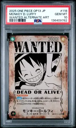 2025 ONE PIECE JPN CARRYING ON HIS WILL WANTED ALT ART MONKEY D. LUFFY PSA 10 - Image 1