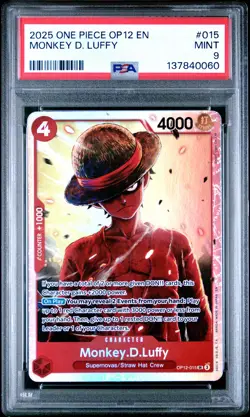 2025 ONE PIECE OP12-LEGACY OF THE MASTER #015 MONKEY D. LUFFY PSA 9 - Image 1