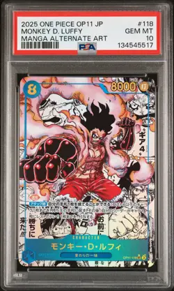 2025 ONE PIECE JPN A FIST OF DIVINE SPEED MANGA ALT ART MONKEY D. LUFFY PSA 10 - Image 1