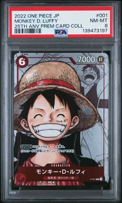 2022 ONE PIECE JPN 25TH ANNIVERSARY PREMIUM COLLECTION MONKEY D. LUFFY PSA 8 - Image 1