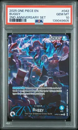 2025 ONE PIECE ENGLISH VERSION 2ND ANNIVERSARY SET #042 BUGGY PSA 10 - Image 1