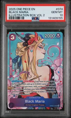 2025 ONE PIECE PROMOS ILLUSTRATION BOX VOL.2 #074 BLACK MARIA PSA 10 - Image 1