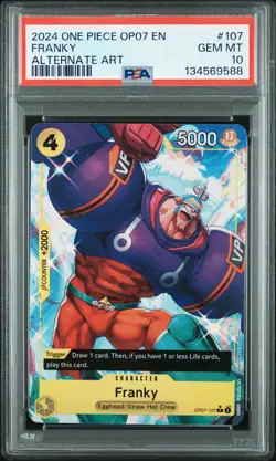 2024 ONE PIECE OP07-500 YEARS IN THE FUTURE ALTERNATE ART #107 FRANKY PSA 10 - Image 1