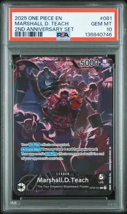 2025 ONE PIECE ENGLISH VERSION 2ND ANNIVERSARY SET #081 MARSHALL D. TEACH PSA 10 - Image 1