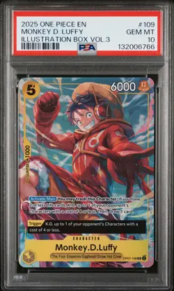 2025 ONE PIECE PROMOS ILLUSTRATION BOX VOL.3 #109 MONKEY D. LUFFY PSA 10 - Image 1