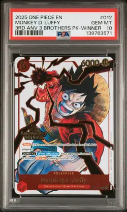 2025 One Piece Monkey D. Luffy #012 3rd Anniv. 3 Brothers Pack-Winner PSA 10 - Image 1