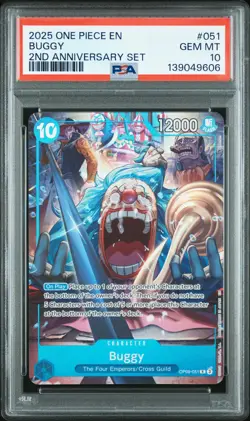 2025 ONE PIECE ENGLISH VERSION 2ND ANNIVERSARYSET #051 BUGGY PSA 10 - Image 1