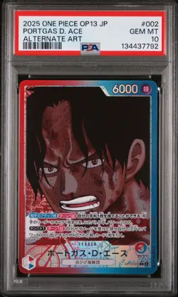 2025 ONE PIECE JPN OP13-CARRYING ON HIS WILL ALTERNATE ART PORTGAS D. ACE PSA 10 - Image 1