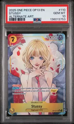 2025 ONE PIECE OP13-CARRYING ON HIS WILL ALTERNATE ART #110 STUSSY PSA 10 - Image 1