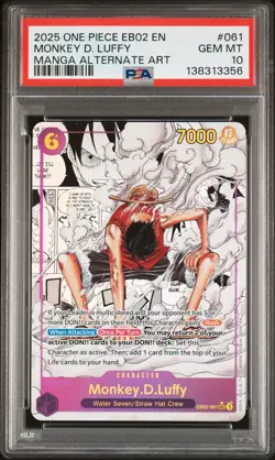 2025 ONE PIECE EB02-ANIME 25TH COLLECTION MANGA ALT ART MONKEY D. LUFFY PSA 10 - Image 1