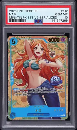 2025 ONE PIECE JAPANESE MINI-TIN PACK SET VOL.2 SERIALIZED #112 NAMI PSA 10 - Image 1