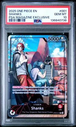 2025 ONE PIECE PROMOS PSA MAGAZINE EXCLUSIVE #001 SHANKS PSA 10 - Image 1