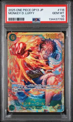 2025 ONE PIECE JAPANESE OP13-CARRYING ON HIS WILL #118 MONKEY D. LUFFY PSA 10 - Image 1