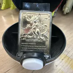 Pokemon 1999 Burger King 23K Gold Plated Card Mewtwo With Pokeball Case And COA - Image 2