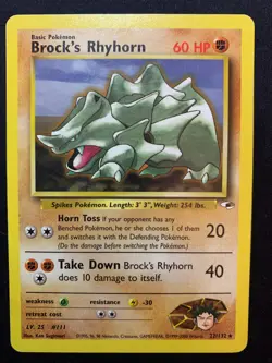 BROCK'S RHYHORN - 022/132 - GYM HEROES - RARE POKEMON CARD - LP - Image 1