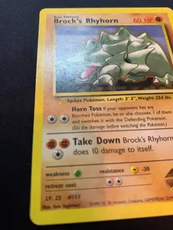 BROCK'S RHYHORN - 022/132 - GYM HEROES - RARE POKEMON CARD - LP - Image 2