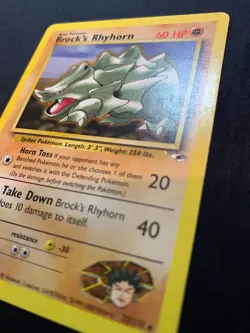 BROCK'S RHYHORN - 022/132 - GYM HEROES - RARE POKEMON CARD - LP - Image 3
