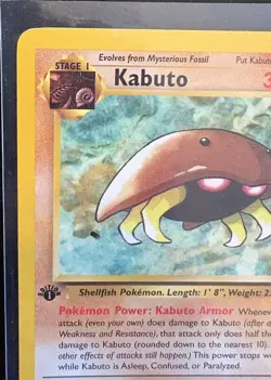 Pokemon TCG Kabuto Fossil 1st Edition Common Card 50/62 - Image 3