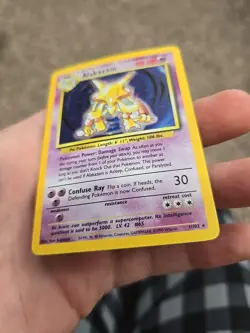 1999 Pokemon TCG Alakazam Base Set Holo Unlimited Rare Card 1/102 LP - Image 2