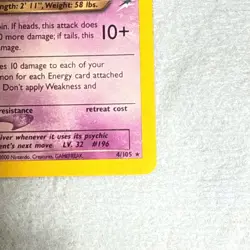 Pokemon TCG Neo Destiny Espeon Dark 4/105 Holo Unlimited Rare Card - Image 5