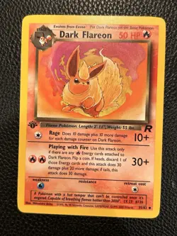 Pokemon TCG Dark Flareon Card 35/82 Non Holo 1st Edition LP - Image 1