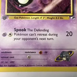 Sabrina's Gastly 93/132 1st Edition Gym Heroes Vintage Pokemon TCG Card - Image 5