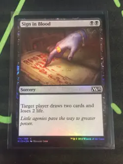 MTG Magic The Gathering Sign In Blood Foil M15 Black Sorcery Card Draw Commander - Image 1