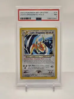 Pokemon TCG Light Dragonite Neo Destiny Holo Card 14/105 Unlimited Rare PSA 7 - Image 1