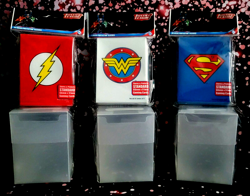 GirlGames - 3X ULTRA PRO DC JUSTICE LEAGUE STANDARD CARD SLEEVES & DECK BOX LOT - Image 1