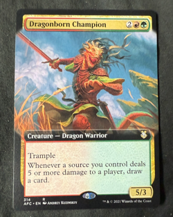 Magic the Gathering Dragonborn Champion Ext Art Rare Creature from Commander AFR - Image 1