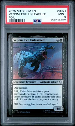 2025 MTG MARVEL'S SPIDER-MAN FOIL #0071 VENOM, EVIL UNLEASHED PSA 9 - Image 1