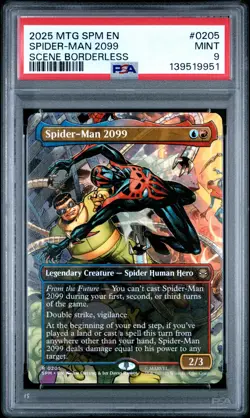 2025 MTG MARVEL'S SPIDER-MAN SCENE BORDERLESS #0205 SPIDER-MAN 2099 PSA 9 - Image 1