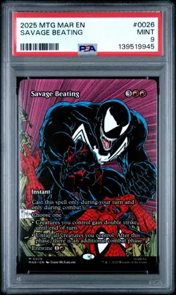 2025 MTG MARVEL'S SPIDER-MAN: SOURCE MATERIAL #0026 SAVAGE BEATING PSA 9 - Image 1