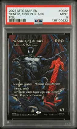 2025 MTG MARVEL'S SPIDER-MAN: SOURCE MAT FOIL #0022 VENOM, KING IN BLACK PSA 9 - Image 1