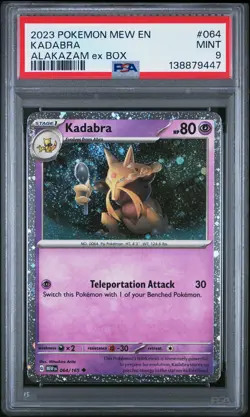 2023 POKEMON MEW EN-151 ALAKAZAM EX BOX #064 KADABRA PSA 9 - Image 1
