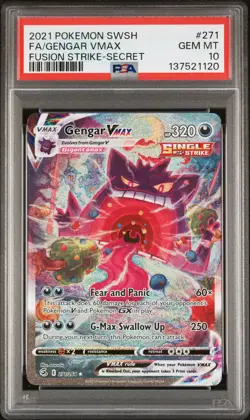 2021 POKEMON SWORD & SHIELD FUSION STRIKE SECRET FULL ART/GENGAR VMAX PSA 10 - Image 1
