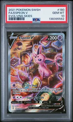 2021 POKEMON SWORD & SHIELD EVOLVING SKIES #180 FULL ART/ESPEON V PSA 10 - Image 1