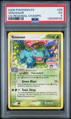 2006 POKEMON EX CRYSTAL GUARDIANS REGIONAL CHAMPIONSHIPS #28 VENUSAUR PSA 5 - Image 1