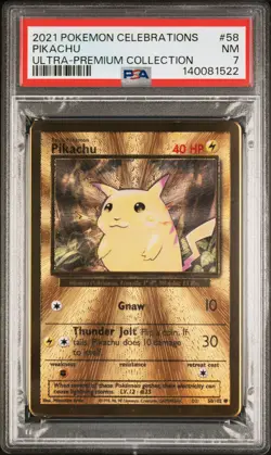 2021 POKEMON CELEBRATIONS ULTRA-PREMIUM COLLECTION #58 PIKACHU PSA 7 - Image 1