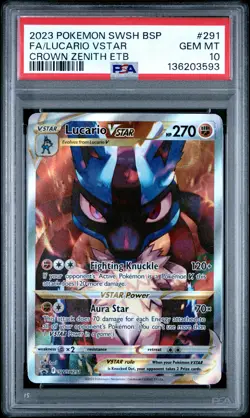 2023 POKEMON SWSH BLACK STAR PROMO #291 FULL ART/LUCARIO VSTAR PSA 10 - Image 1