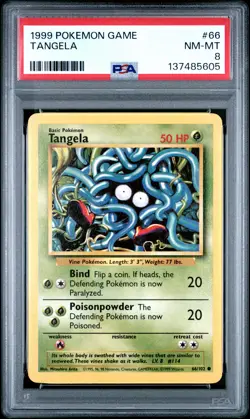 1999 POKEMON BASE SET UNLIMITED #66 TANGELA PSA 8 - Image 1